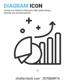 Diagram icon vector with outline style isolated on white background. Vector illustration chart, graph sign symbol icon concept for business, finance, industry, company, apps, web and all project