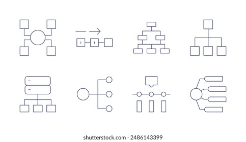 Diagram icons. Editable stroke. Containing datamodeling, diagram, infographic, playoff, scheme, workinprogress.