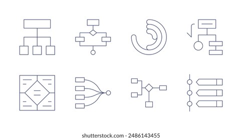 Diagram icons. Editable stroke. Containing chart, diagram, plan, steps, uml.