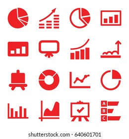 Diagram icons set. set of 16 diagram filled icons such as board, graph, pie chart, chart, statistic