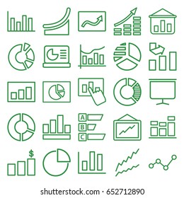 Diagram icons set. set of 25 diagram outline icons such as pie chart, graph, board, chart, money growth, graph on board, statistic