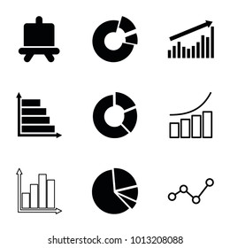 Diagram icons. set of 9 editable filled and outline diagram icons such as board, pie chart, graph