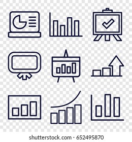 Diagram icons set. set of 9 diagram outline icons such as board, graph, chart