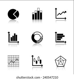 Diagram Icons Set with reflection