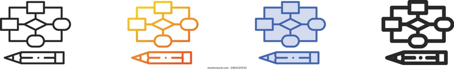 diagram icon.Thin Linear, Gradient, Blue Stroke and bold Style Design Isolated On White Background