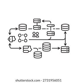 Diagramm, das den Datenfluss zwischen Servern und Speicherdatenbanken veranschaulicht