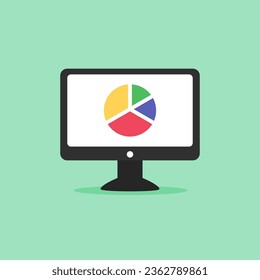 Diagram illustrations on a computer, suitable for various design needs related to finance, business, economics and others.