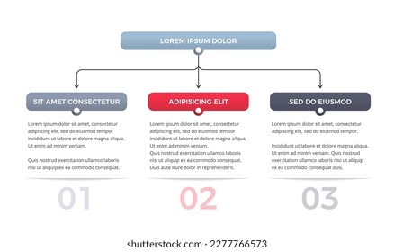 Plantilla infográfica de diagrama con 3 elementos, diagrama de flujo, vectorial eps10 ilustración