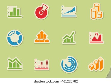 Diagram and infographic vector color icon set