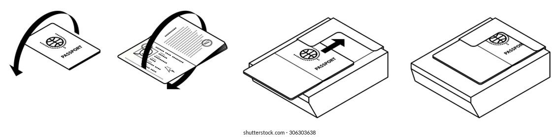 Diagram / Instructions To Open Passport To Photo Page And Position It For Scanning In A Scanner.