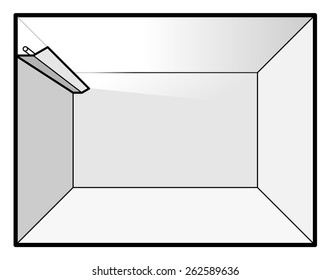 Diagram of interior lighting design: guttered uplight.