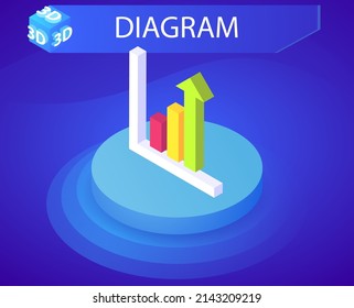Diagram isometric design icon. Vector web illustration. 3d colorful concept