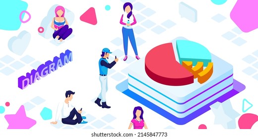 Diagram isometric design icon. Vector web illustration. 3d colorful concept