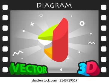 Icono de diseño isométrico del diagrama. Ilustración web de vectores. 3.ª colorida concepción