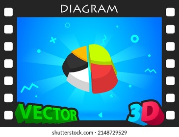 Diagram isometric design icon. Vector web illustration. 3d colorful concept