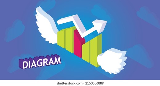 Diagram isometric design icon. Vector web illustration. 3d colorful concept