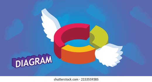 Diagram isometric design icon. Vector web illustration. 3d colorful concept