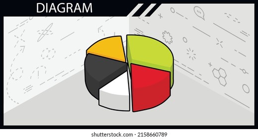 Diagram isometric design icon. Vector web illustration. 3d colorful concept