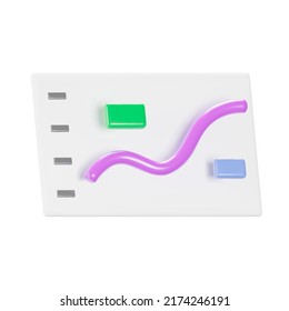 diagram with a line 3d icon. Presentation, data visualization. Isolated object on a transparent background