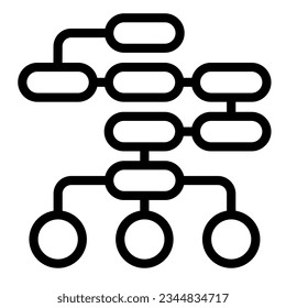 Diagram of logic, sequence or interactions, algorithm line icon, web concept, scheme vector sign on white background, outline style icon mobile concept web design. Vector graphics.