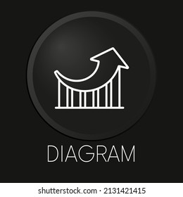 Diagram minimal vector line icon on 3D button isolated on black background. Premium Vector.