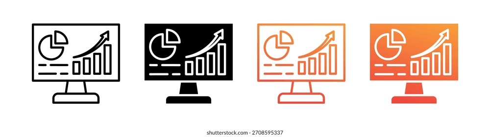 Diagram Multiple Style Icon Set Vector