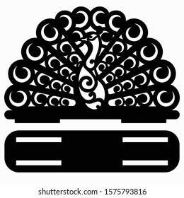 Diagram of a napkin holder with a peacock for laser cutting