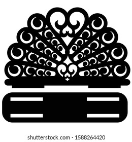 Diagram of a napkin holder with a peacock for laser cutting