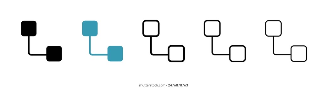 Diagrama de colección de icono de línea negra anidada