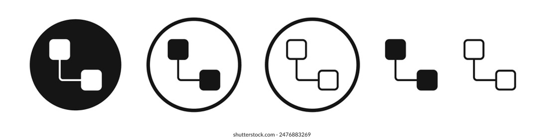 Conjunto de iconos de línea plana anidada de diagrama.