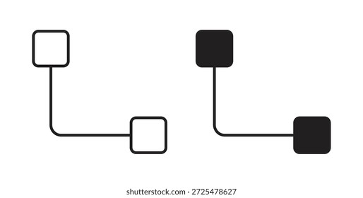 Ícone aninhado do diagrama com glifo e linha. ícones de vetor preto para IU da Web