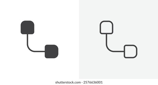 Diagram nested icon set in black flat solid and outlined style.