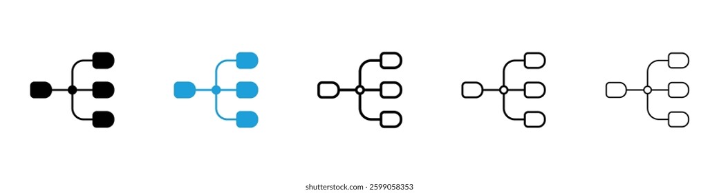 Diagram nested icons vector illustrations in black and blue colors for web and ui designs