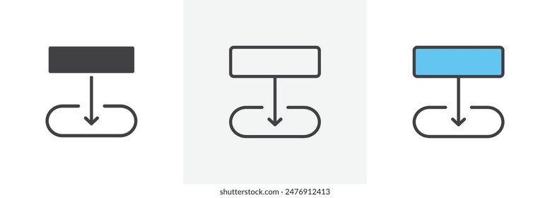 Diagrama siguiente colección de icono de línea fina plana.