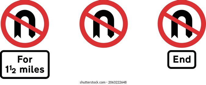Diagram, No U‑turns for vehicular traffic (Alternative types), road signs in the United Kingdom