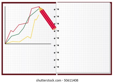 The diagram in the notebook. Vector illustration
