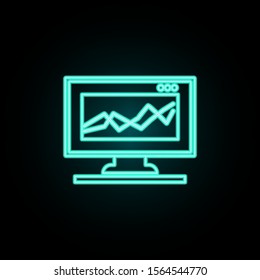 Diagram on the monitor neon icon. Simple thin line, outline vector of banking icons for ui and ux, website or mobile application