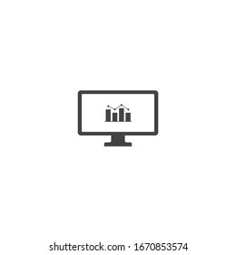 Diagram on monitor vector icon on white isolated background. Layers grouped for easy editing illustration. For your design.