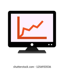 Diagram on screen flat multi color icon.