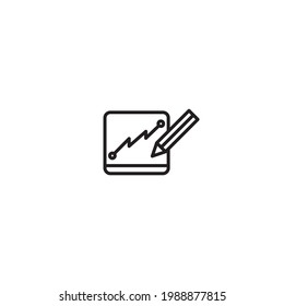 diagram on screen with pencil icon isolated on white background