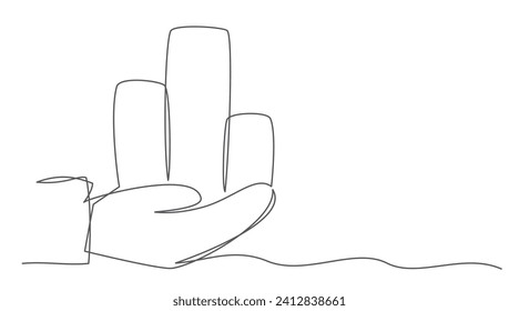 Diagram One line drawing isolated on white background