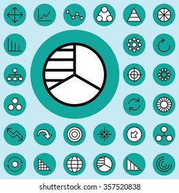 diagram outline, thin, flat, digital icon set for web and mobile