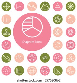 diagram outline, thin, flat, digital icon set for web and mobile