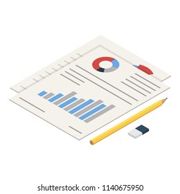 Diagram paper icon. Isometric of diagram paper vector icon for web design isolated on white background