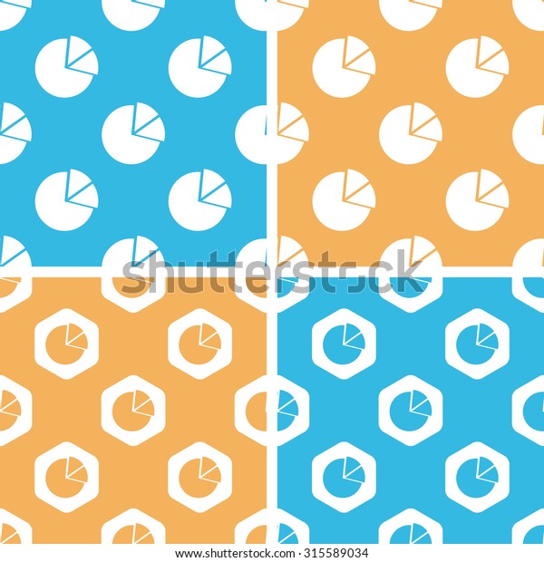 Diagram pattern set, simple and hexagon, on\
yellow or blue\
background