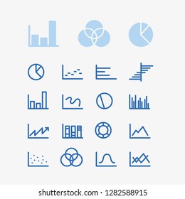 Diagram, pie chart, graphic, statistics and histograms vectors icon set