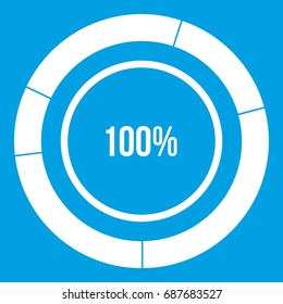 Diagram pie chart icon white isolated on blue background vector illustration