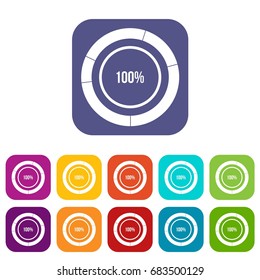 Diagram pie chart icons set