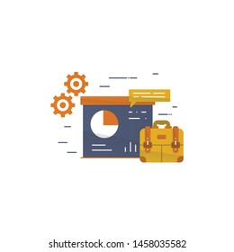 diagram pie icon. briefcase vector. flat style