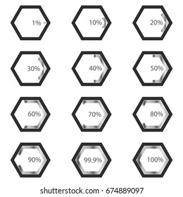 Diagram of a polygon with percentages in a polygon for brochures, presentations, articles, reports, plans.